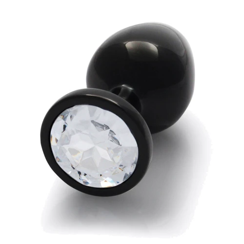 Металлическая анальная пробка Ouch! Heart Gem Gunmetal - Diamond, М