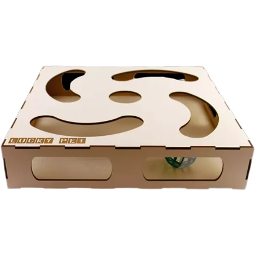 Игровой бокс для котов Lucky Pet с шариком 31x31x7 см кремовый (4820224213750)