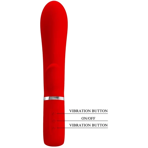 Вибратор с мягкой головкой и клиторальной стимуляцией LYBAILE Pretty Love Thomas USB Red (BI-014621-2)