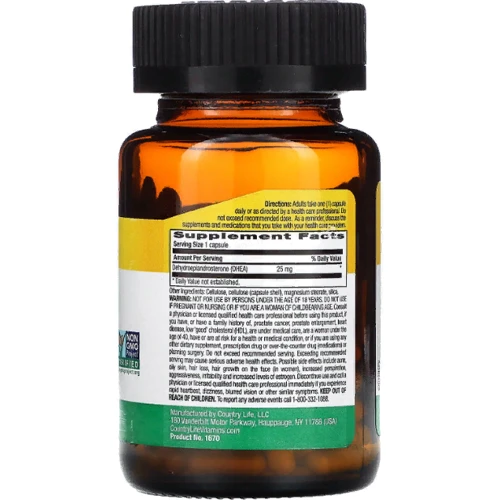 Country Life DHEA 25 mg Дегідроепіандростерон 30 веганських капсул: Форма випуску Капсулы