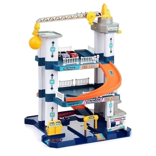 Гараж 3-этажный, лифт, кран (механический, магнитный крюк), машинки (A333-332F)