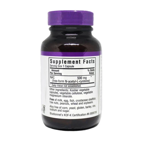 Bluebonnet Nutrition NAC (N-Ацетил-L-Цистеин) 500 mg 30 caps: Тип N-ацетилцистеїн