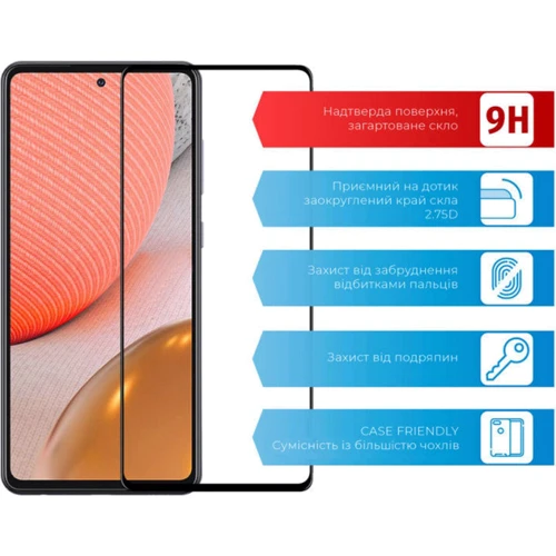Аксесуар для смартфона ACCLAB Tempered Glass Full Glue Black for Samsung A726 Galaxy A72: Колір чорний