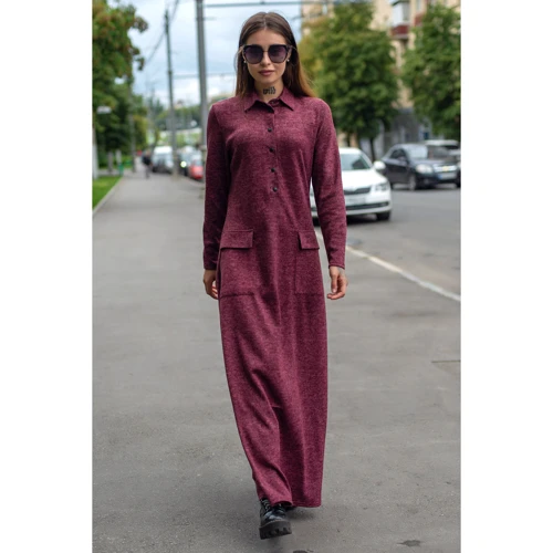 Платье FLFashion Амели ХПА 3121 48 бордовое повседневное длинное макси: Длина рукава Длинный