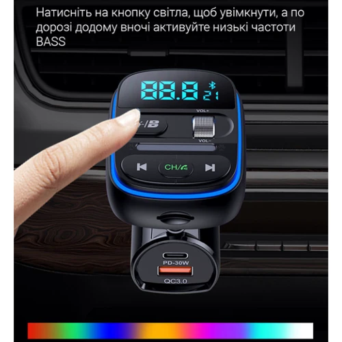 FM-трансмітер Inspire T77 MP3 12-24V Black (FM-T77) фото 2