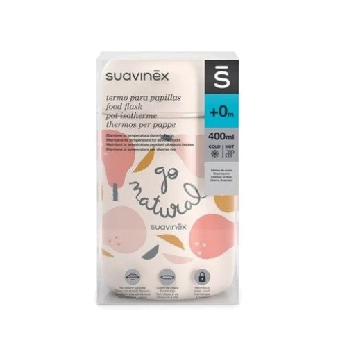Термос для еды Suavinex Go natural 400 мл бежевый розовая груша (401503) фото 2