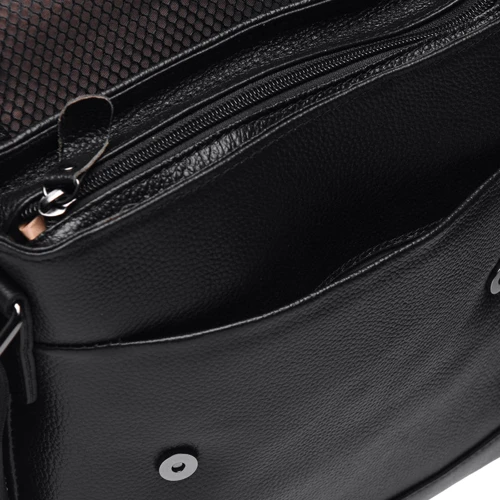 Мужская сумка планшет Borsa Leather черная (K18146-black): Застежка Механическая
