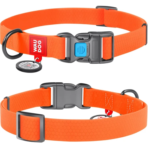 Ошейник WAUDOG Waterproof, водостойкий, пластиковая пряжка 15 мм 23-35 см оранжевый (27394)