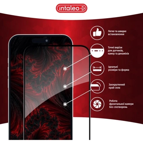Защитное стекло для iPhone Intaleo Tempered Glass Full Glue Black for iPhone 15 Plus: Цвет черный