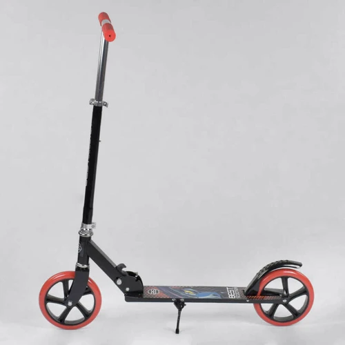 Самокат двоколісний Best Scooter з PU колесами і гумовими грипсами Black / Red (87726): Тип коліс литі