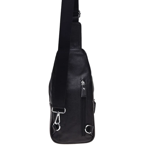 Чоловіча сумка-слінг Borsa Leather чорна (K15026-black): Стать Чоловік