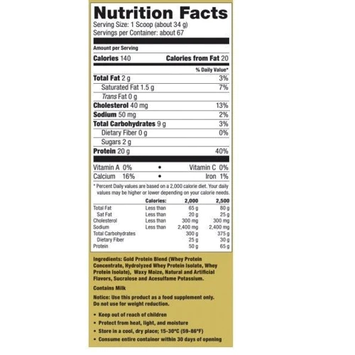 Протеин Ultimate Nutrition Whey Gold 908 g /27 servings/ Vanilla: Вид Сывороточные