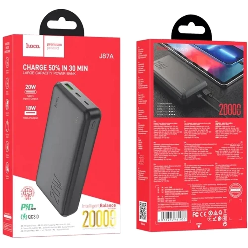 Зовнішній акумулятор Hoco Power Bank 20000mAh J87A Tacker 20W Black