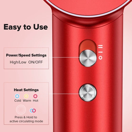 Фен Laifen Swift Special High Speed ​​з іонізацією, 3 насадки, Ruby Red: Потужність, Вт 1600