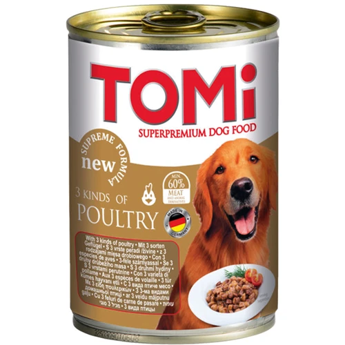 Консерви для собак TOMi 3 kinds of poultry Томі 3 ВИДУ ПТАХИ супер преміум корм, 400 г