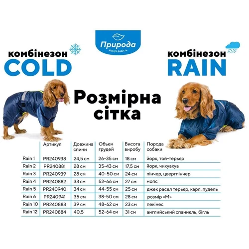 Комбинезон Природа RAIN №1 24.5/26-35/18 (4823082409389): Размер животного Маленькие