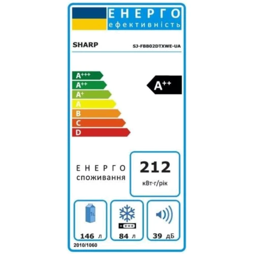 Холодильник SHARP SJ-FBB02DTXWE-UA: Тип xолодильник двухкамерный