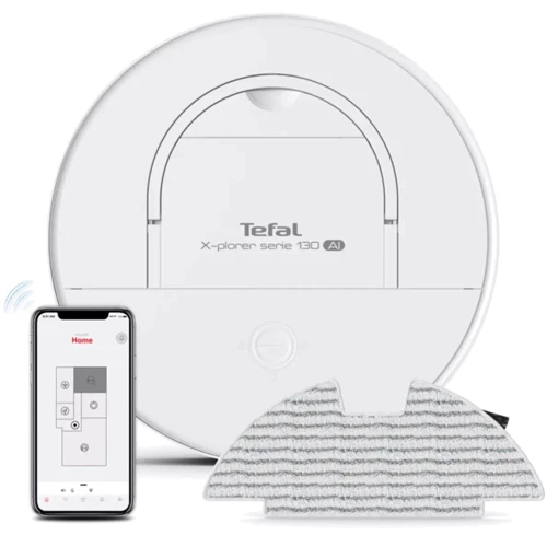 Робот-пилосос Tefal RG9077: Додатково Тонкий, Умный, Искусственнный интеллект, Для маленькой квартиры, Для больших помещений, Две щетки, Автоматическая подзарядка, 2 в 1