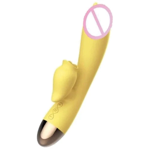 Вибратор-кролик с подогревом и шаловливым язычком для клитора Leten Wonderful Yellow