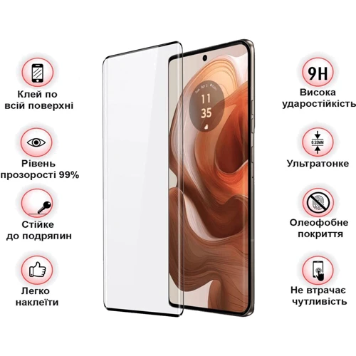 Аксессуар для смартфона BeCover Tempered Glass EDGE Black for Motorola Edge 50 Ultra (712345)