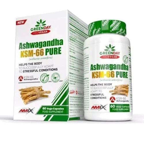 Бустер тестостерона Amix GreenDay ProVegan Ashwagandha KSM-66 Ашваганда 60 вегакапсул