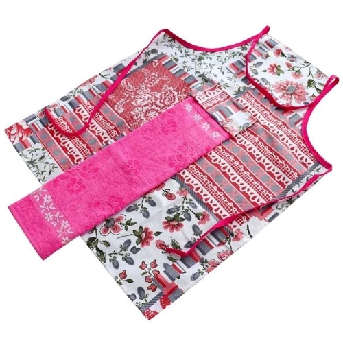 Набор для кухни IzziHome Flowers Фартук + Полотенце махровое 30x50 350 г/м2 Розовый (2200000607737): Вид Наборы