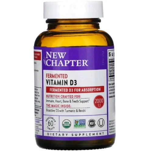 New Chapter Fermented Vitamin D3 2000 UI Ферментированный Витамин D3 60 вегетарианских таблеток