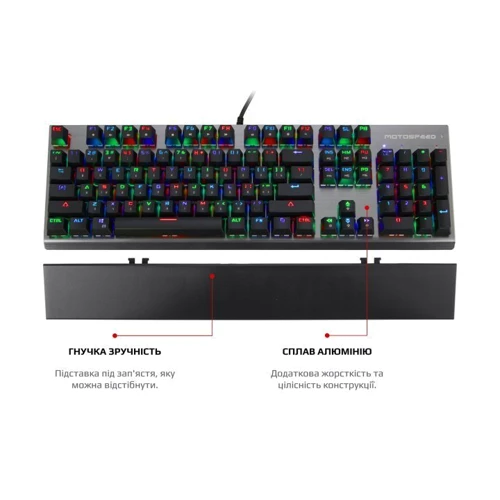 Клавиатура Motospeed CK108 USB ENG, UKR, RUS Outemu Red, RGB (mtck108mr): Тип клавиш механический
