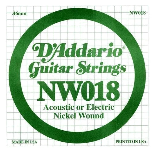 Струна для гитар Струна D`ADDARIO NW018 XL Nickel Wound 018: Тип Струна