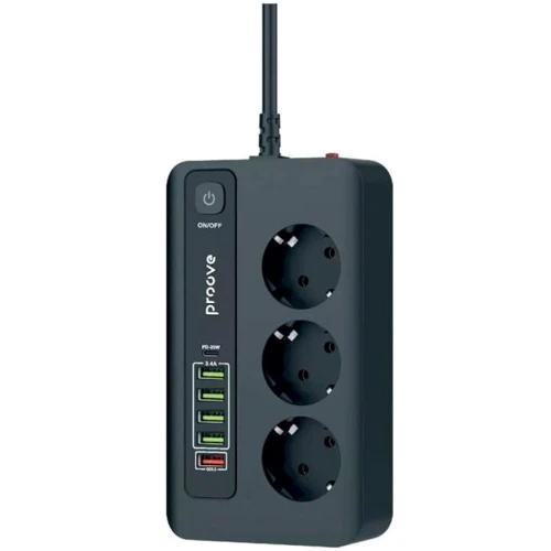 

Proove Power Socket PD-03 (3 розетки + 5 Usb + 1 Type-C 20W) 2М black