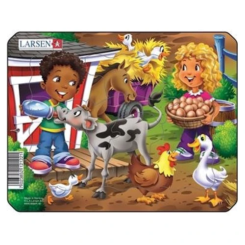 Пазл-вкладыш Larsen "Ферма. Дети и теленок", серия МИНИ (Z11-4): Производитель Larsen