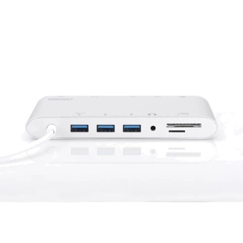 Адаптер Digitus Adapter USB-C to USB-C + VGA + 3xUSB 3.0 + HDMI + RJ45 + MiniDP Silver (DA-70861) фото 4