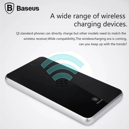 Внешний аккумулятор Baseus Power Bank 5000mAh Flare Series Wireless Charging Silver (PPALL-FC0S): Встроенный кабель нет