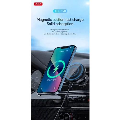 Держатель XO Car Holder Air Vent CX015 Wireless Charger 15W Black for iPhone 16 I 15 I 14 I 13 I 12 series фото 6