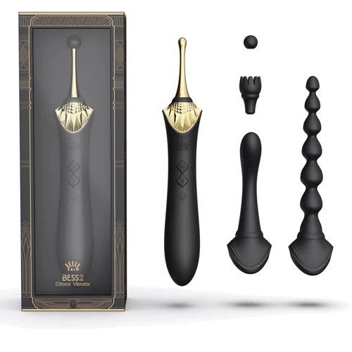 Мультифункциональный вибратор Zalo - Bess 2 Obsidian Black (4 насадки, подогрев)