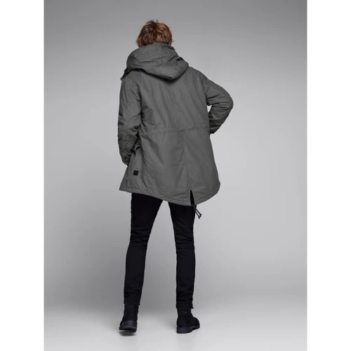 Парка Jack & Jones 74249634 50 серая демисезон с капюшоном: Фасон Прямой