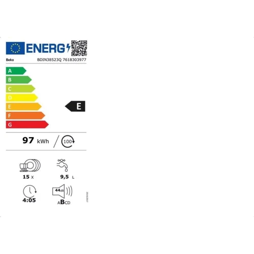 Посудомойка Beko BDIN38523Q: Расход воды, л 9.5