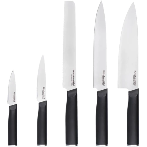 Набор кухонных ножей Набор ножей с подставкой KitchenAid Classic, 5 предметов и точилки (KE5PSTANOBG)