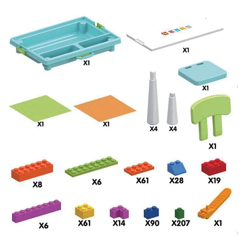 Игровой столик со стульчиком и конструктором, 515 деталей (6318)