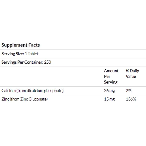 Carlson Labs Zinc, 15 mg, 250 Tablets (CAR-05312): Форма выпуска Таблетки