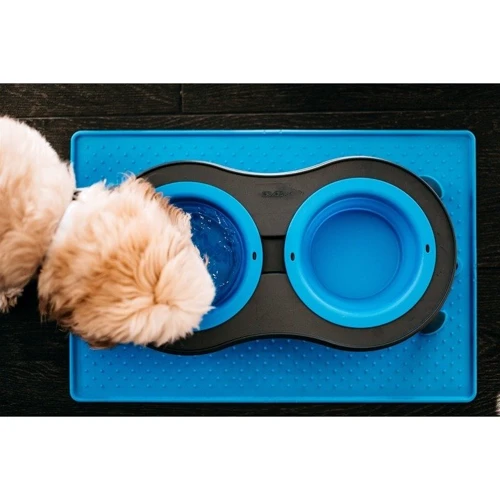 Коврик антискользящий Dexas под миски Pet Bowl Grippmat средний 33x48 см Голубой (PW9002194): Размеры 33х48 см