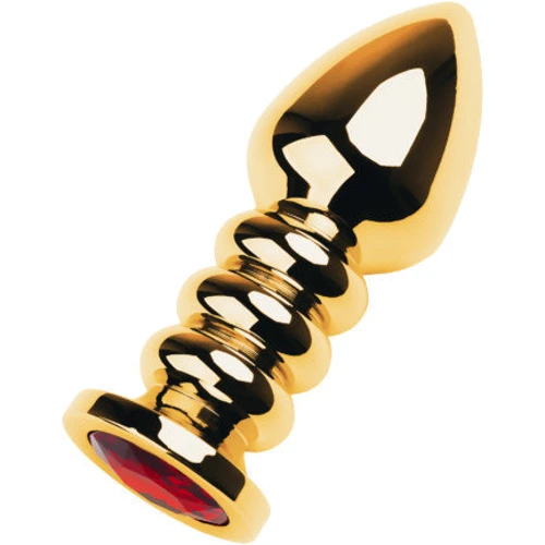 Анальная пробка с кристаллом Toyfa Metal Gold anal plug dark red gem