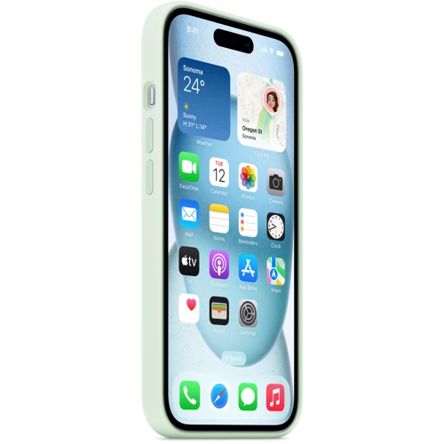 Чехол для iPhone Apple iPhone 15 Silicone Case with MagSafe - Soft Mint (MWNC3ZM/A) фото 5