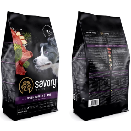 Сухий корм Savory для собак середніх порід зі свіжим м'ясом індички і ягняти, 3 кг (4820232630266): Тип Сухий корм