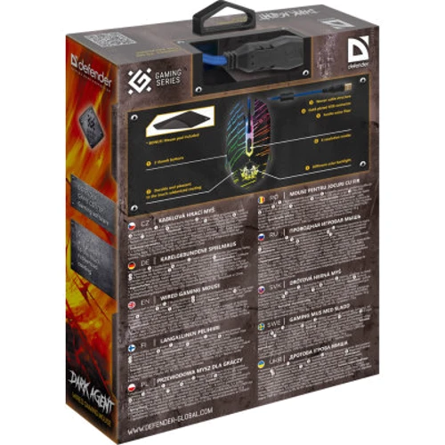 Мышь Defender Dark Agent GM-590L USB Black (52590): Максимальное разрешение сенсора, dpi 12800