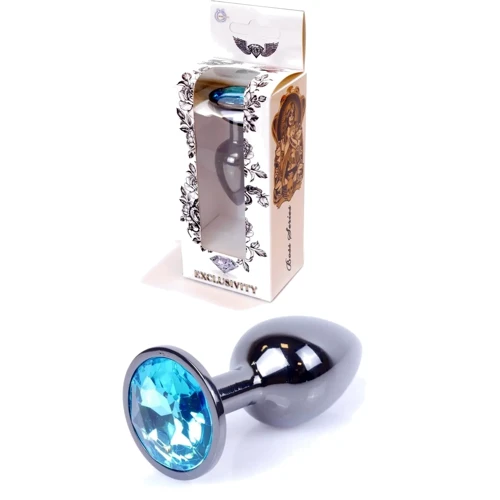 Анальная пробка BOSS of TOYS Boss Series - Jewellery Dark Silver PLUG Light Blue S (BS6400031)