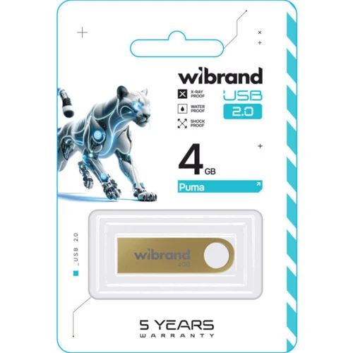 USB-флешка Wibrand 4GB Puma USB 2.0 Gold (WI2.0/PU4U1G): Стандарт USB USB 2.0