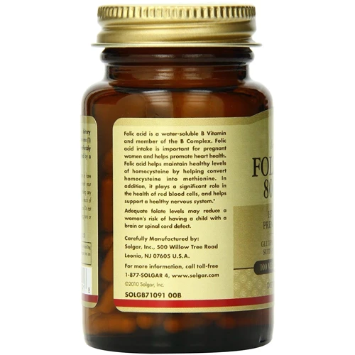 Solgar Folic Acid 800 mcg Vegetable 100 Capsules: Пол Унисекс