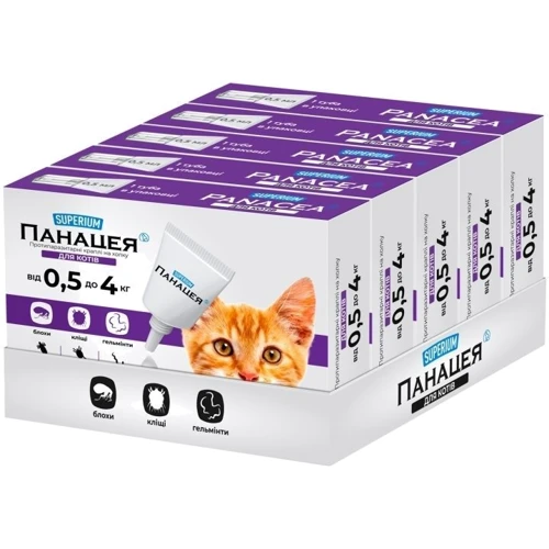 Противопаразитарные капли Superium Panacea на холку для котов 0.5-4 кг (9134): Тип Капли