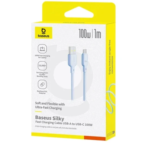 Кабель Baseus USB Cable to USB-C Silky Series 100W 1m Blue (P10377703313-00) фото 4